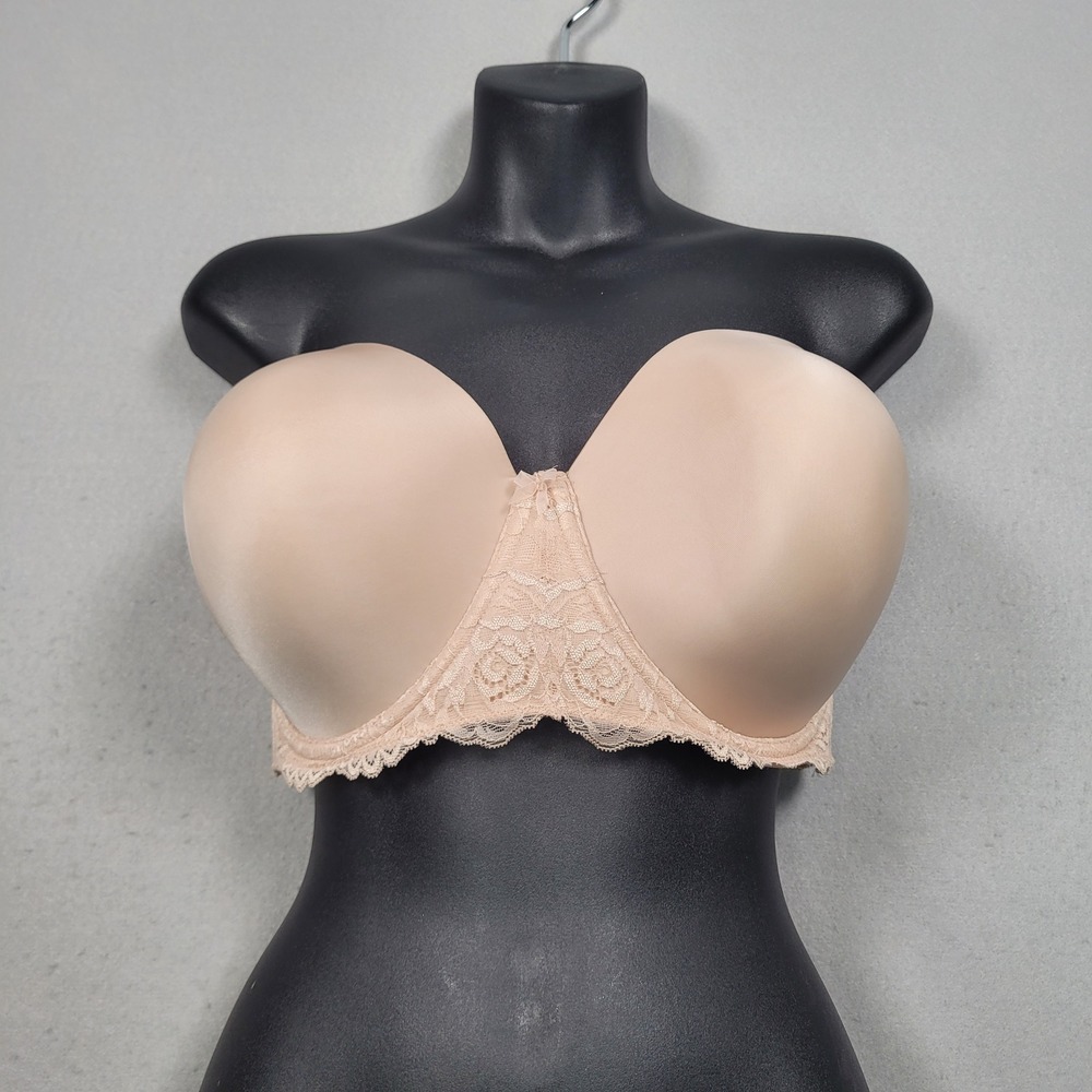 Torrid‎ Curve Lightly Lined Strapless Lace Bra Beige 46D 10088324